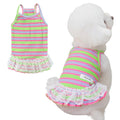Winmany Dog Summer Clothes Puppy Sleeveless Striped Vest T-Shirt Pet Tutu Skirt Cat Dresses Suitable for Small Medium Cat Dog (Green Medium)