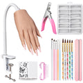 Wilfniee Silicone Practice Hand for Acrylic Nails With Removable DIY Tattoo Stickers - Flexible Silicone Hand for Nail Practice - Realistic Nail Mannequin Hand to Practice Acrylic Nails for Beginners