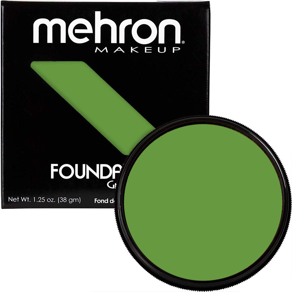 Mehron Makeup Foundation Greasepaint | Stage Face Paint Body Paint Halloween Makeup 1.25 oz (38 g) (GREEN)