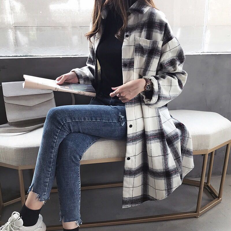 Casual Women's Plaid Shirt Jacket