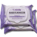mivida Hypoallergenic Makeup Remover Wipes | 2 Pack of 25 Count | Biodegradable Facial Cleansing Makeup Remover Face Wipes with Hyaluronic Acid Fragrance Free Alcohol Free Plant Based Wipes