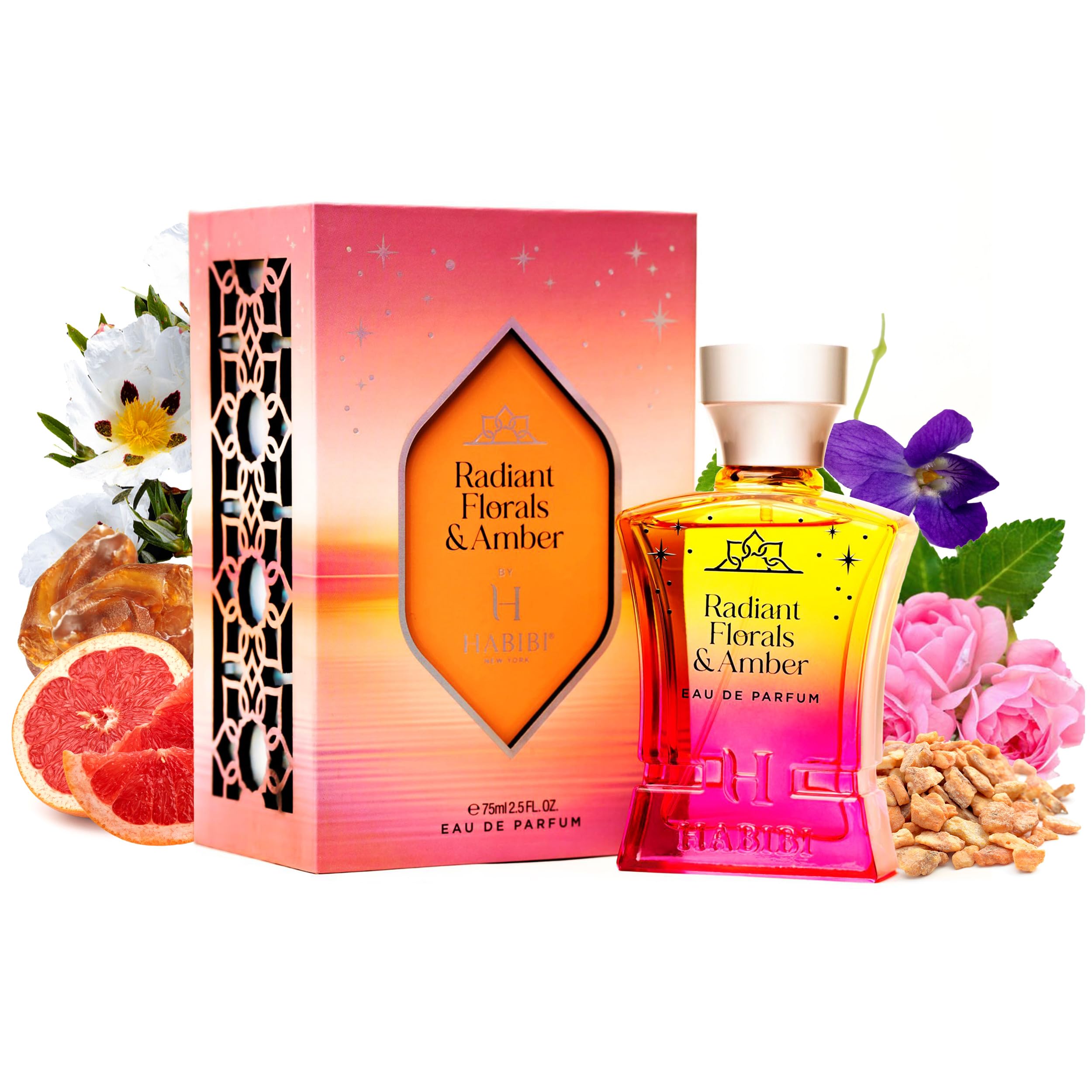 H HABIBI Radiant Florals & Amber Musk Perfume for Women - Fresh Soft Seductive Womens Perfume - Notes of Violet Rose & Jasmine Perfume - Made in USA - Feminine Womens Eau de Parfum