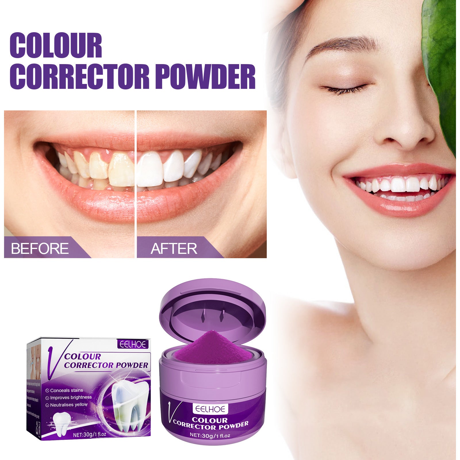 EELHOE v34 Whitening Tooth Powder for Fresh Breath